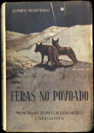 Capa de Feras no Povoado, com dois lobos numa encosta
