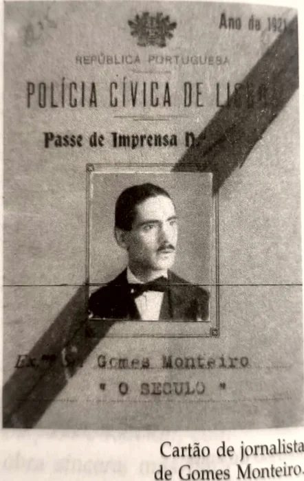 Passe de imprensa de Gomes Monteiro, de 1921